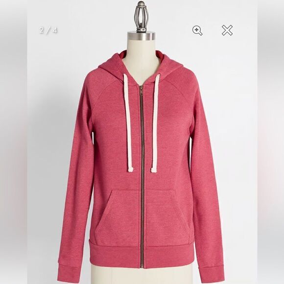 Modcloth Next Level Love My Ugly Christmas Sweater Zip Hoodie Sweatahirt Red L - Picture 3 of 12